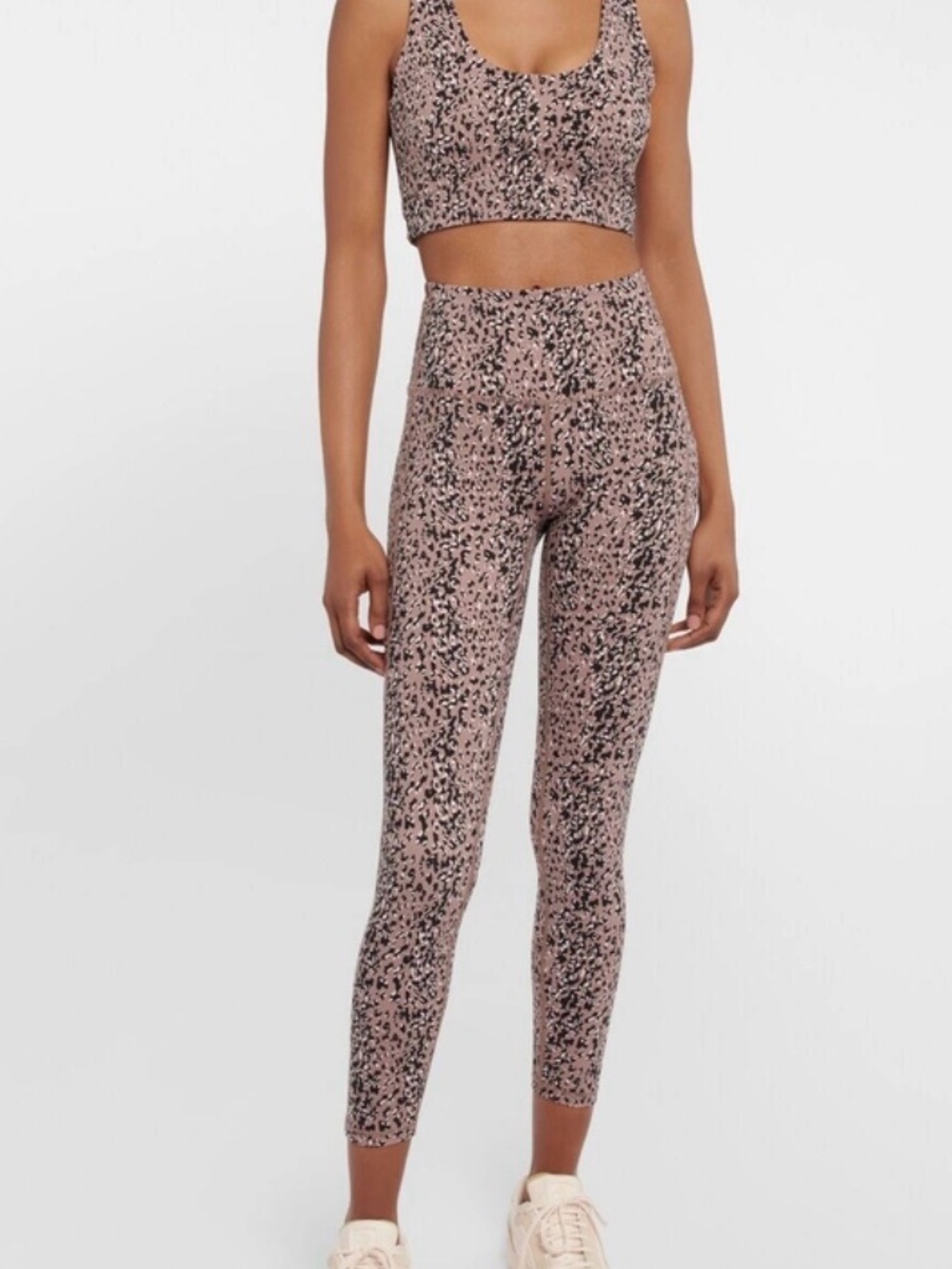 Varley Let’s Go Animal Print High-Waist Leggings Mauve, Black, White Size XL Gym